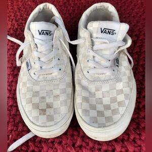 Vans White Checkered Girls Sneakers Size 5.